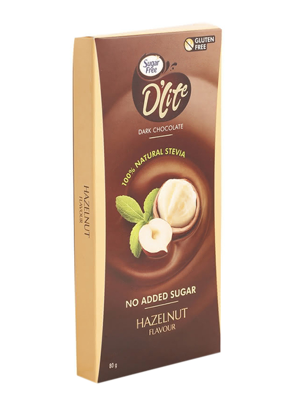 Dlite Dark Chocolate with Hazelnut Flavor, 1 Piece x 80g