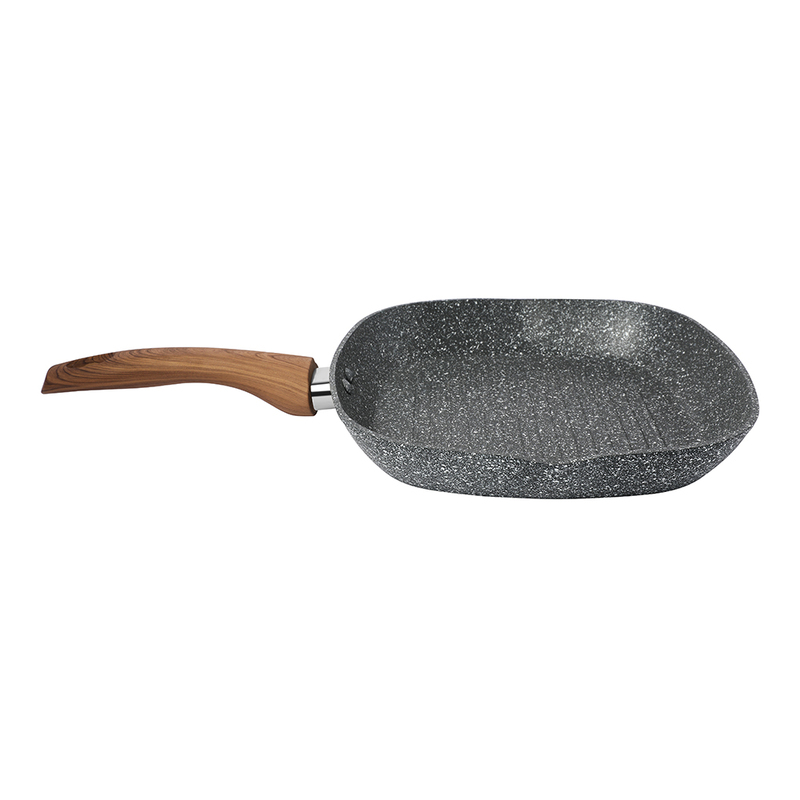 Homeway 24cm Marble Non-Stick Grill Pan, Black