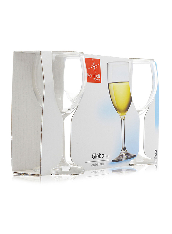 Bormioli Rocco 260ml 3-Pieces Globo Wine Glass Set, Clear