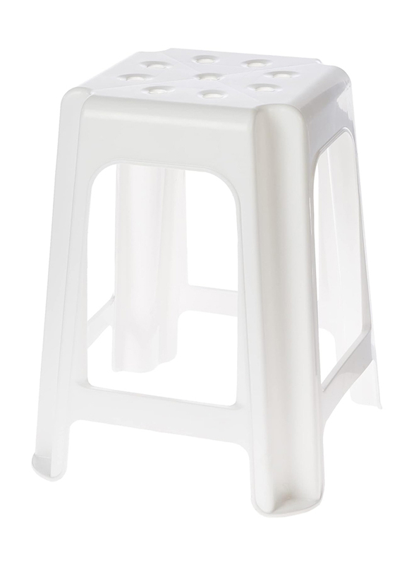 Cosmoplast Square High Stool Chair, White