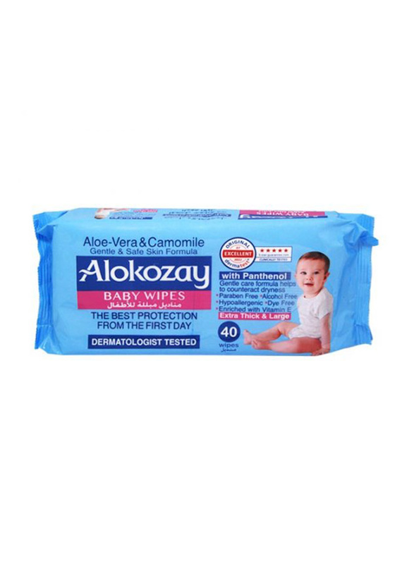 Alokozay 40-Piece Aloe-Vera & Camomile Baby Wipes for Kids