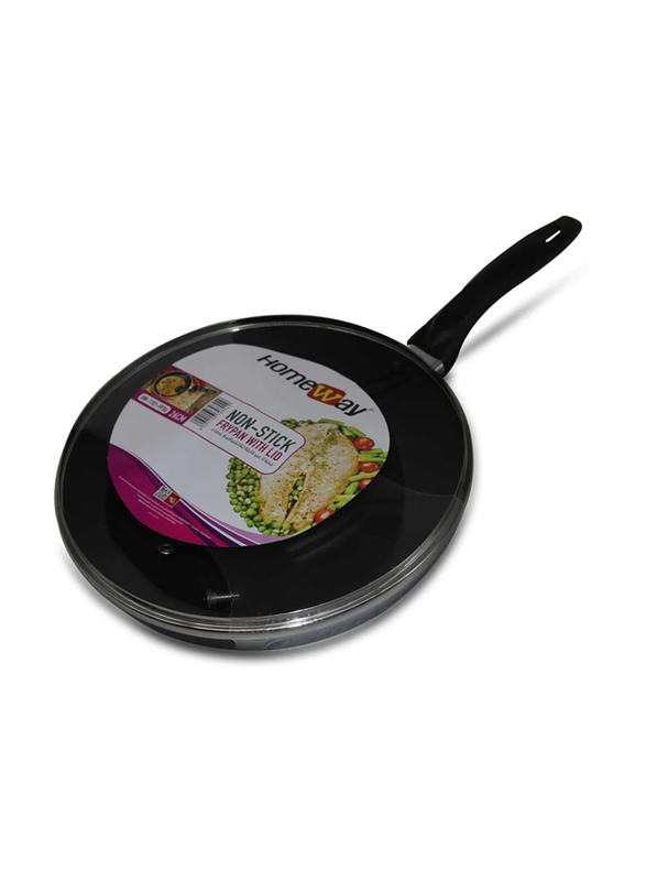 Homeway 28cm Fry Pan with Lid, Black