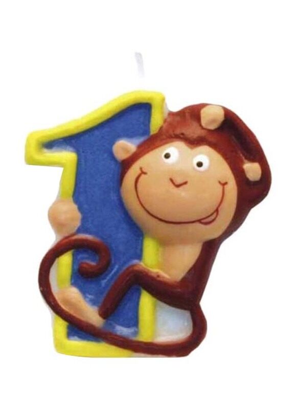 

Amscan Number 1 Party Centre Safari Candle, Brown/Blue