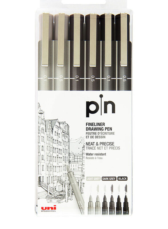 

Uniball Fine Line Pens, 6 Pieces, Black/Grey