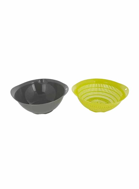 Pioneer 2-Piece Plastic Bowl, Large, Grey/Green