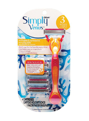 Gillette Simply Venus Hybrid Shaving Razor with 4 Refill Cartridges, 5 Pieces