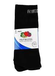 Fruit Of The Loom Full Cushion Crew Socks for Men, Black, 39/42, 3 Pairs