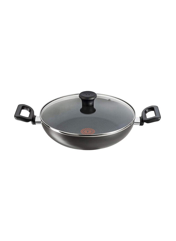 

Tefal 28cm G6 Delicia Aluminium Kadai with Lid, 28 x 28, Black