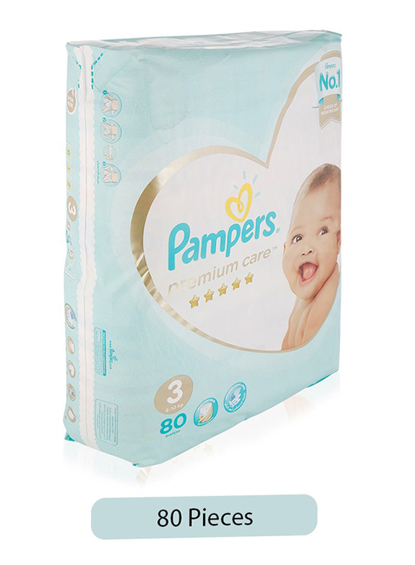 Pampers Premium Care Diapers, Size 3, 6-10 kg, 80 Count