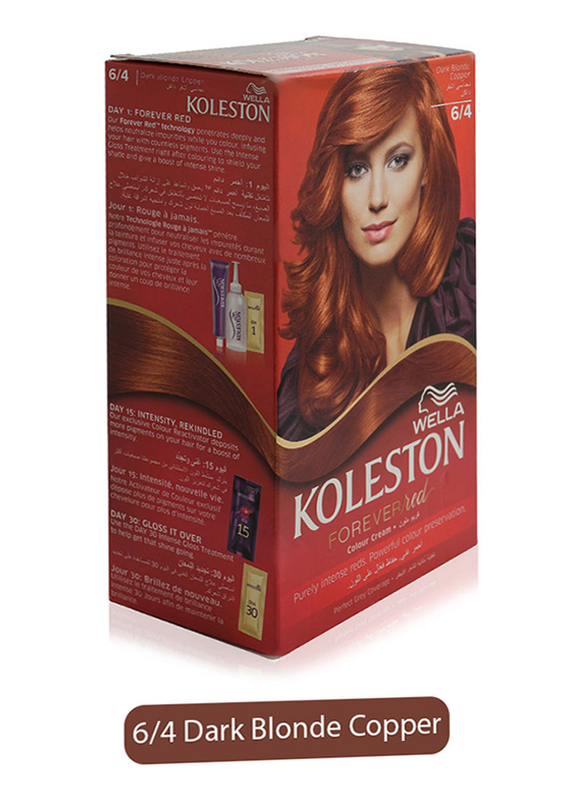Wella Koleston Forever Red Hair Color Cream Kit, 6/4 Dark Blonde Copper, 100ml