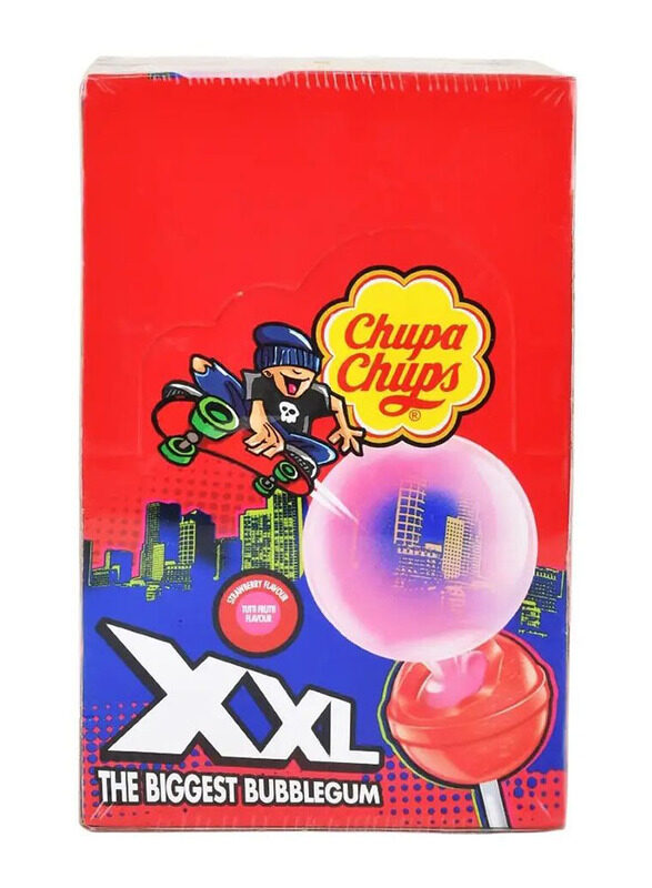 Chupa Chups XXL Bubblegum Filled Fruit Lollipops - 25 Pieces