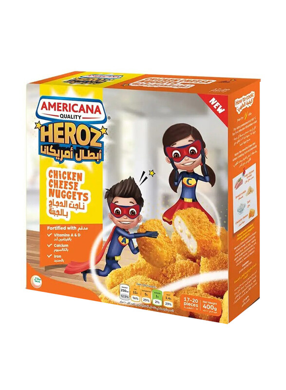 

Americana Heroz Frozen Chicken Cheese Nuggets, 17-20 Pieces, 400g