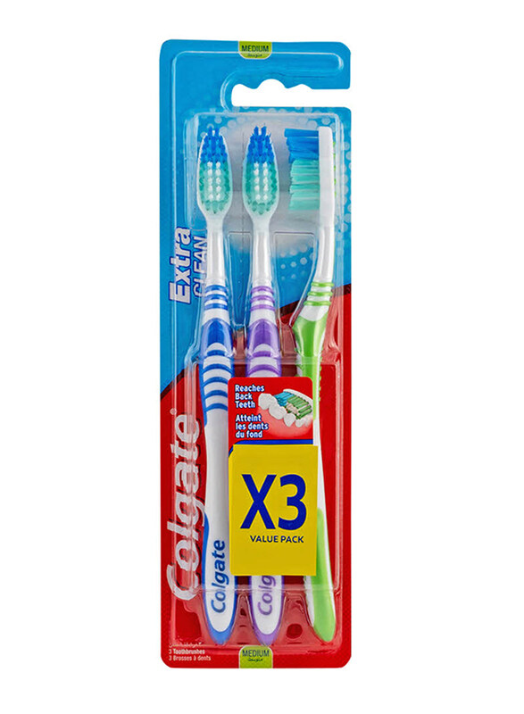 

Colgate Extra Clean Toothbrush, Medium, 3 Pieces