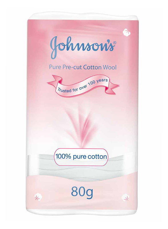 Johnson's Baby 80gm Pure Pre-Cut Cotton Wool for Babies