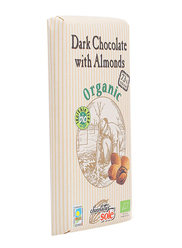 Chocolates Sole Organic 73% Cocoa Dark Chocolate with Almond, 1 Piece x 150g