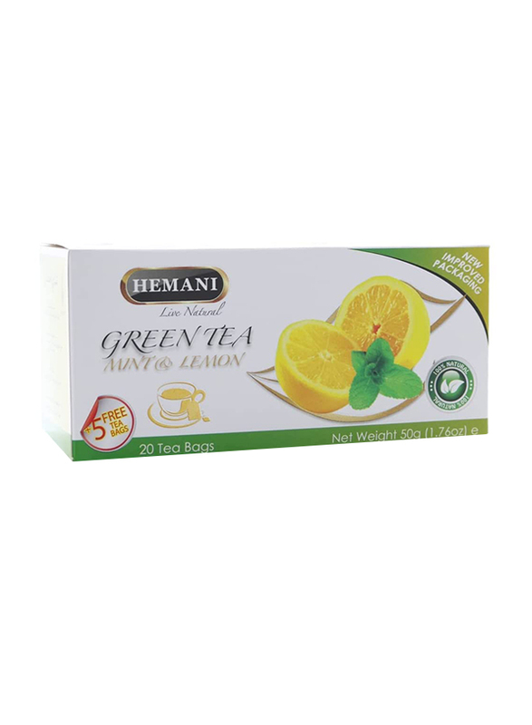 Hemani Mint & Lemon Green Tea Bags, 20 Tea Bags