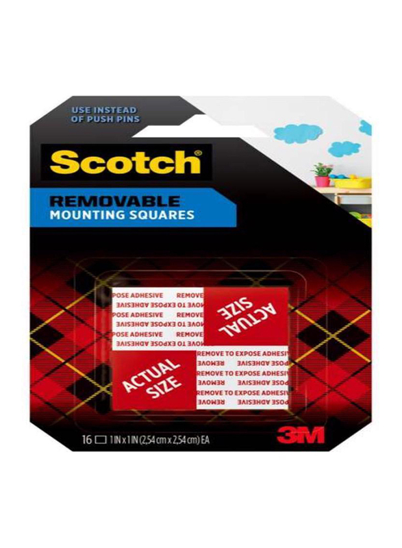 3m Removable Mounting Squares, 16 x 1 Sq, Multicolour