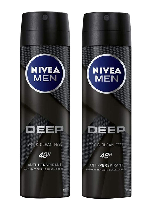 

Nivea Men's Deep Dry & Clean Deodorant, 150ml, 2 Pieces