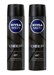 Nivea Men's Deep Dry & Clean Deodorant, 150ml, 2 Pieces