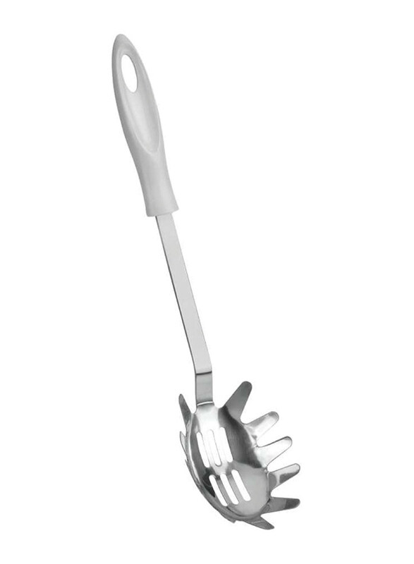 

Metaltex 10-inch Steel Spaghetti Spoon, Silver/White