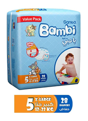 Sanita Bambi Baby Diapers Value Pack Size 5, X-Large, 12-22 Kg - 28 Count