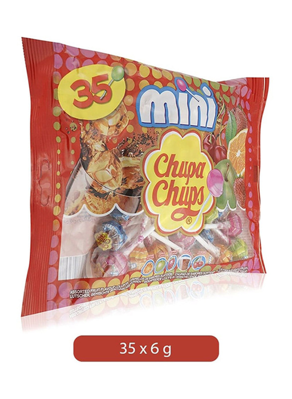 Chupa Chups Mini Fruity Flavored Lollipops, 35 Pieces