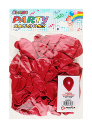 Alras Prolloon Metallic Latex Round Balloons, Medium, 40 Pieces, Red
