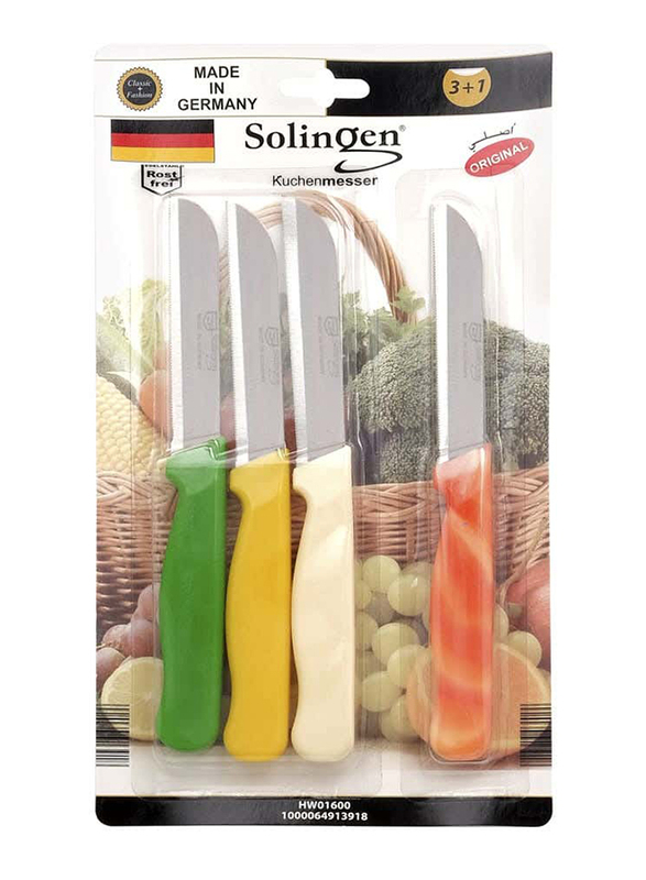 Solingen 4-Piece Stainless Steel Blade Multipurpose Knife, HW01600, Multicolour