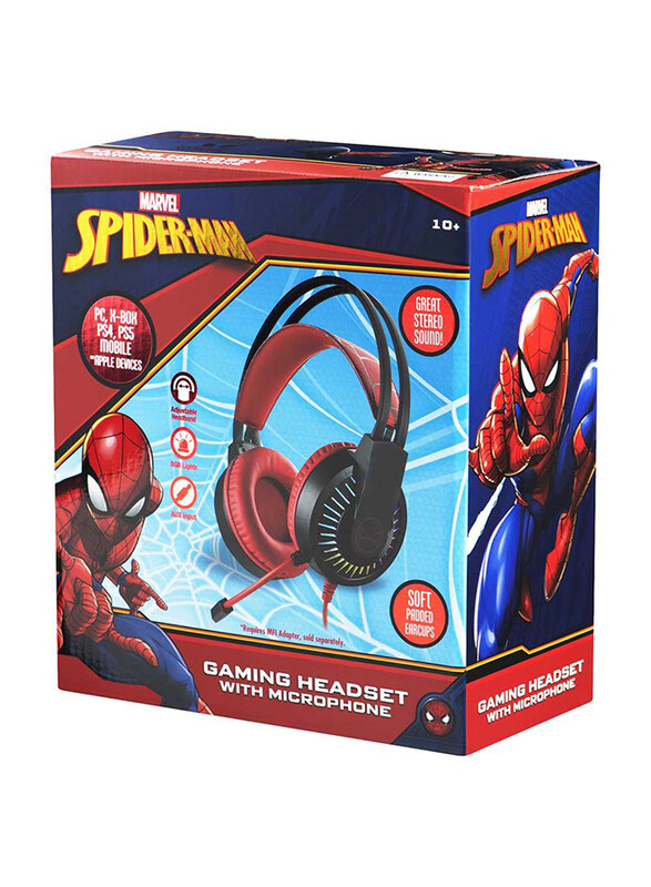 

SMD Marvel Spiderman Wired Over-Ear Noice Cancelling Gaming Headphone With Boom Mic, Red