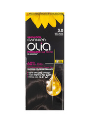 Garnier Olia No Ammonia Permanent Hair Colour, 209g, 3.0 Soft Black, Black