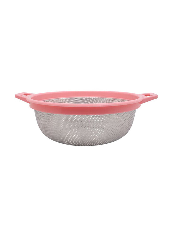 

Kitchef Steel Colander with Handle, Silver/Pink