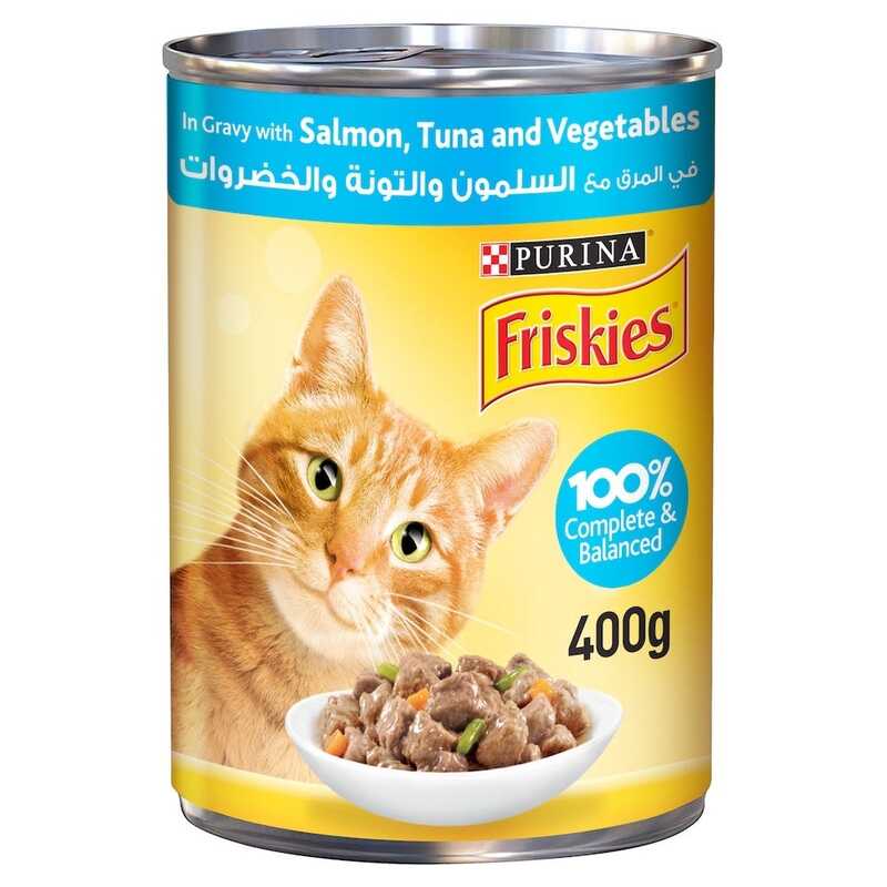 Friskies In Gravy With Salmon, Tuna and Vegetables - 400gm