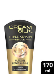 Cream Silk Triple Keratin Rescue Ultimate Repair & Shine Ultra Conditioner for Damaged Hair, 170ml