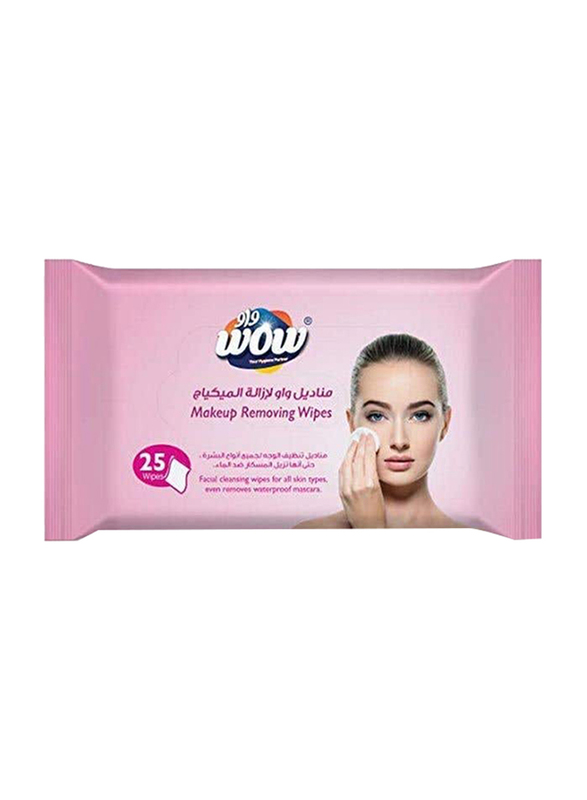 Wow Makeup Remover Wipes, 25 Sheets, White