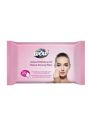 Wow Makeup Remover Wipes, 25 Sheets, White