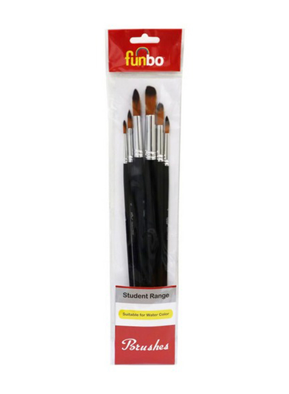 Funbo Student Range Round Paint Brush Set, 6 Pieces, Multicolour