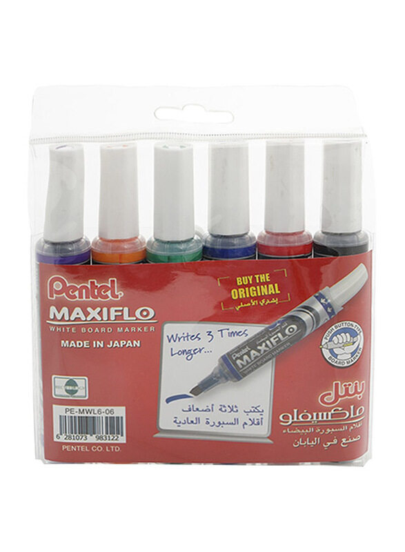 

Pentel MaxiFlo Whiteboard Markers Set, 6 Pieces