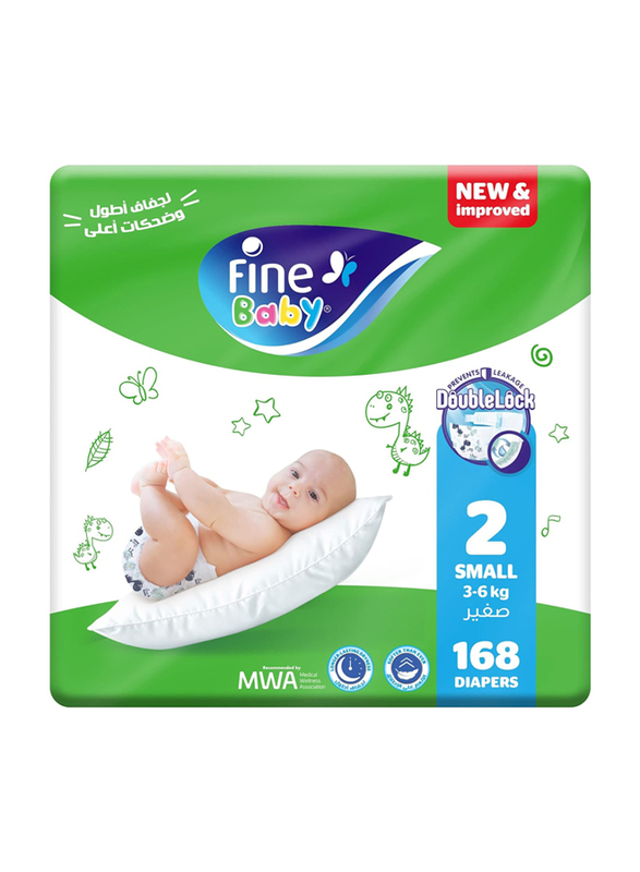 Fine Baby Diapers, Size 2, Small, 3-6 Kg, 168 Count