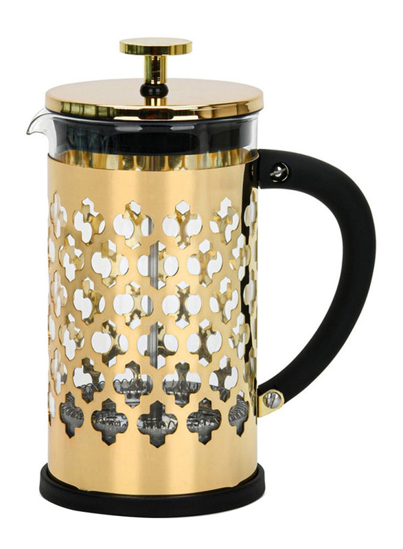 Fissman 600ml Amado Series Borosilicate Glass French Press Coffee Maker, Gold/Black