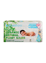 PureBorn Organic Bamboo Diapers - 0-4.5 Kg, New Born - 34 Counts