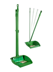Tonkita Long Handled Fold Flat Dustpan & Brush Set, Green