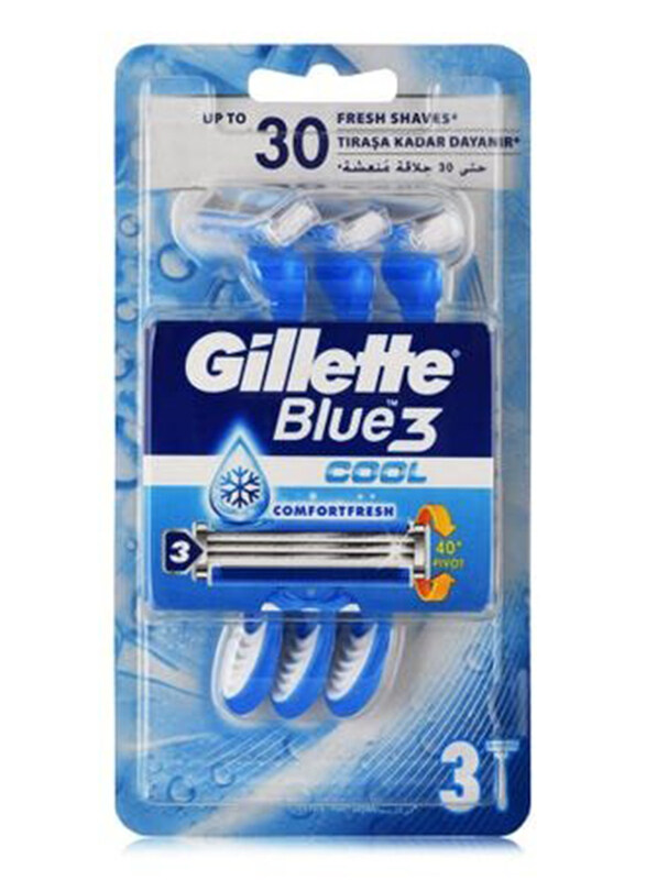 Gillette Blue 3 Cool Men's Disposable Razor, 3 Pieces