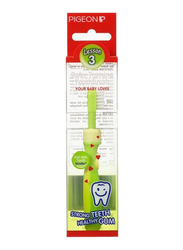 Pigeon 1-Piece Baby Training Toothbrush Lesson 3 for 12-18 Months Baby, Green