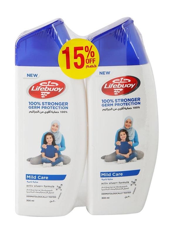Lifebuoy Mild Care Anti Silver Formula Body Wash - 2 x 300 ml