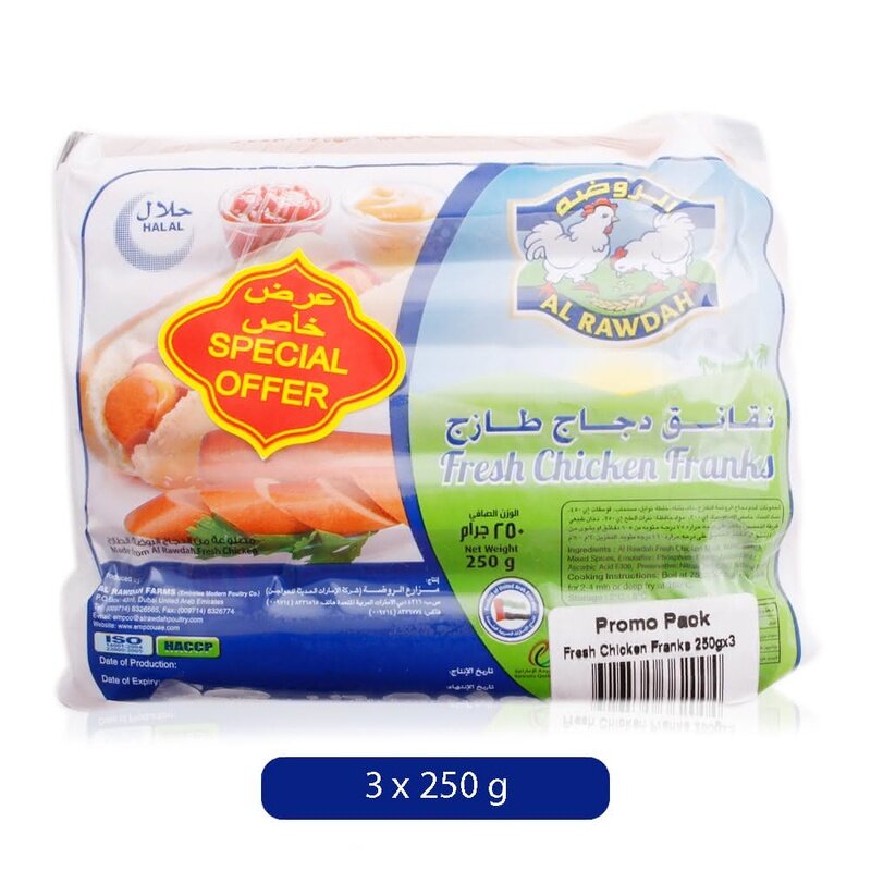 

Al Rawdah Fresh Chicken Franks - 3 x 250 g