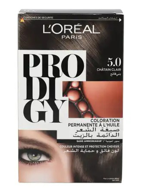 L'Oreal Paris Prodigy Permanent Oil Hair Colour, 180g, Chatain Clair 5.0