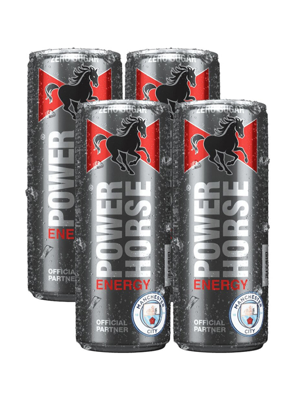 Power Horse Energy Drink Zero Sugar Slim Cans, 4 x 250ml