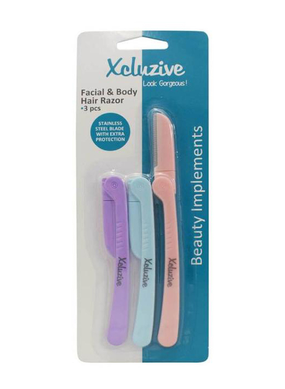 Xcluzive Facial & Body Hair Razor, 3 Piece