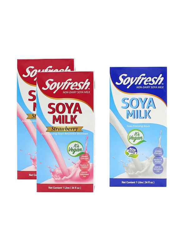 

Soyfresh Non-Dairy Soya Milk Strawberry 2L + Natural 1L, 3 Pieces