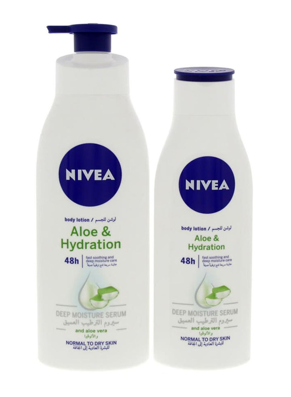 Nivea Body Lotion Aloe And Hydration Normal To Dry Skin, 400ml + 250ml, 2 Pieces